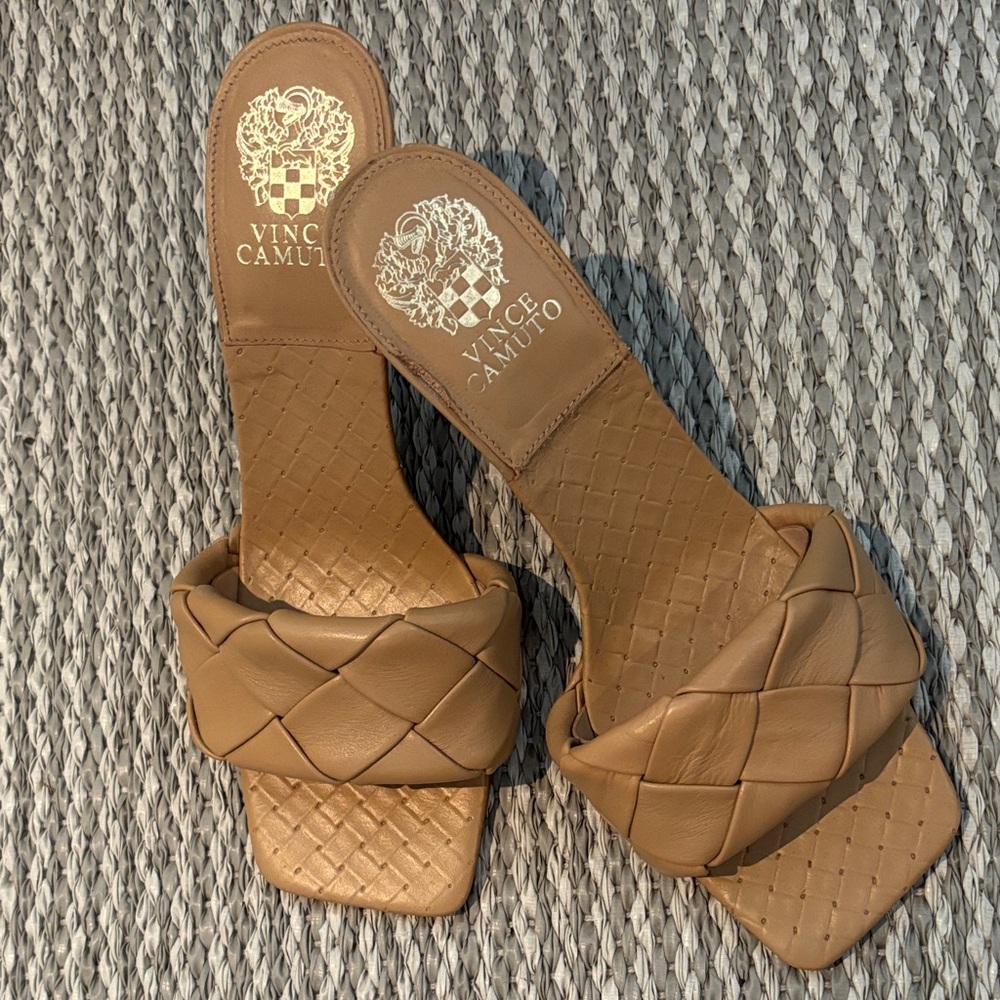 Vince Camuto Brown Woven Leather Sandals 9.5